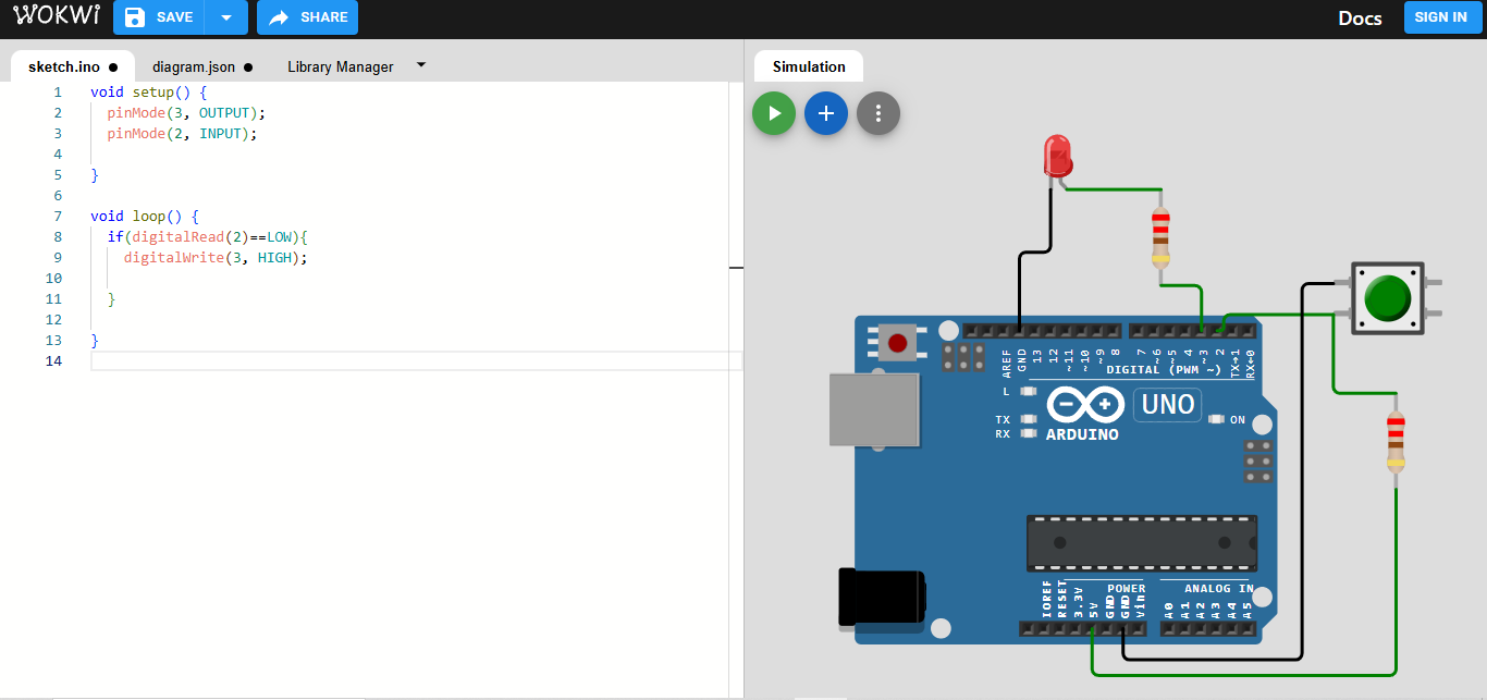 روشن خاموش کردن ال ای دی در آردوینو