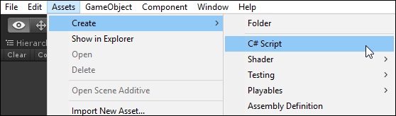 ایجاد اسکریپت در یونیتی